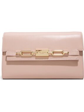Ted Baker  Pink Leather Clutch with Gold Chain Detail